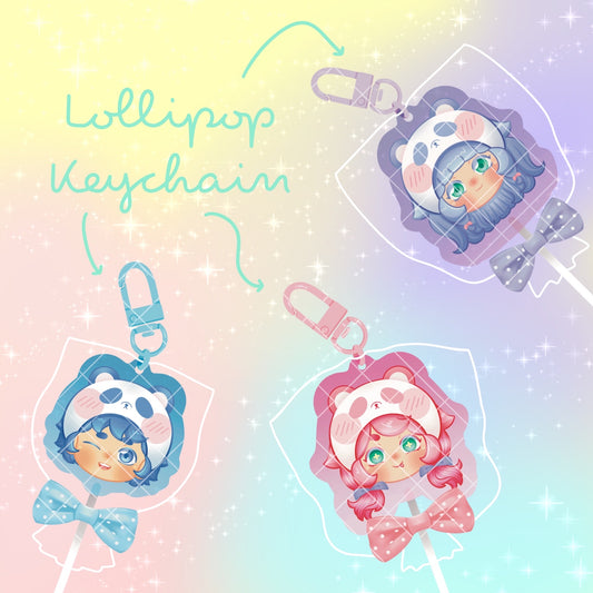 Panda Beanie Lollipop Keychain Charm SALE