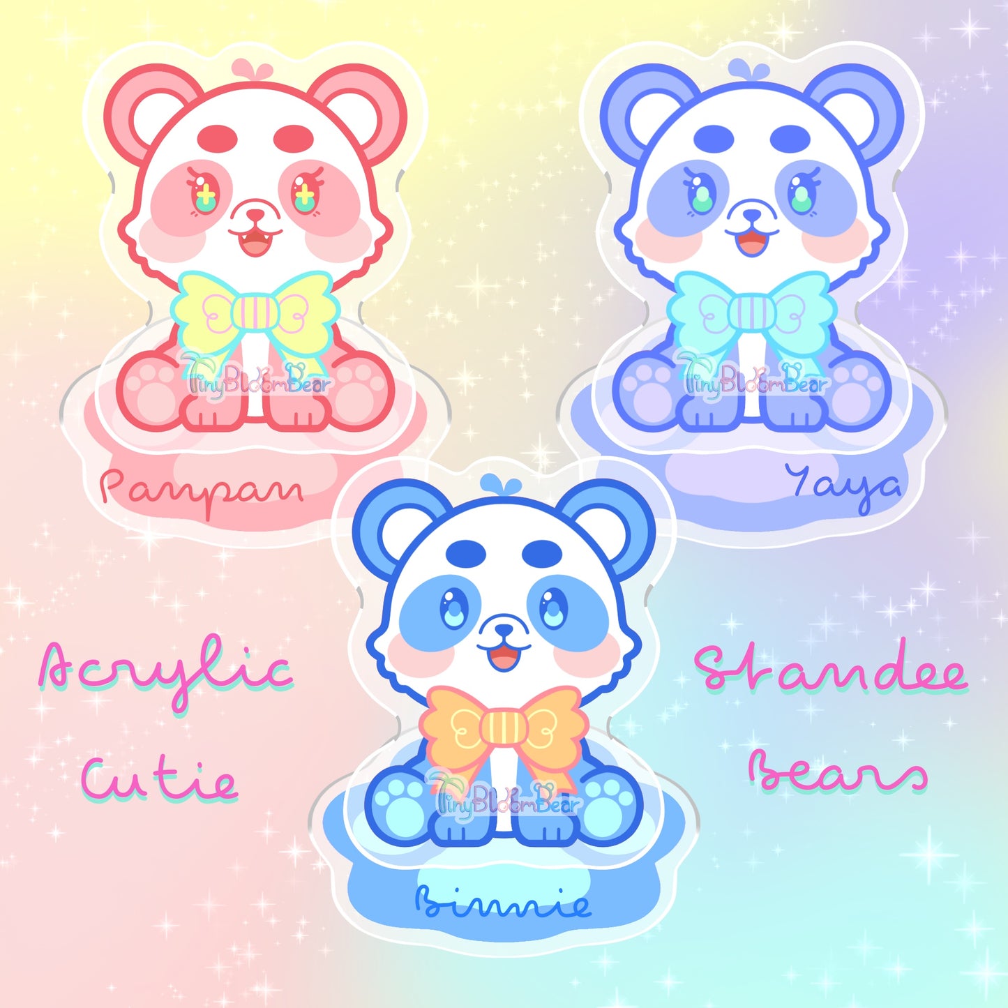 Cutie Bear Bow Acrylic Standee Note Holder