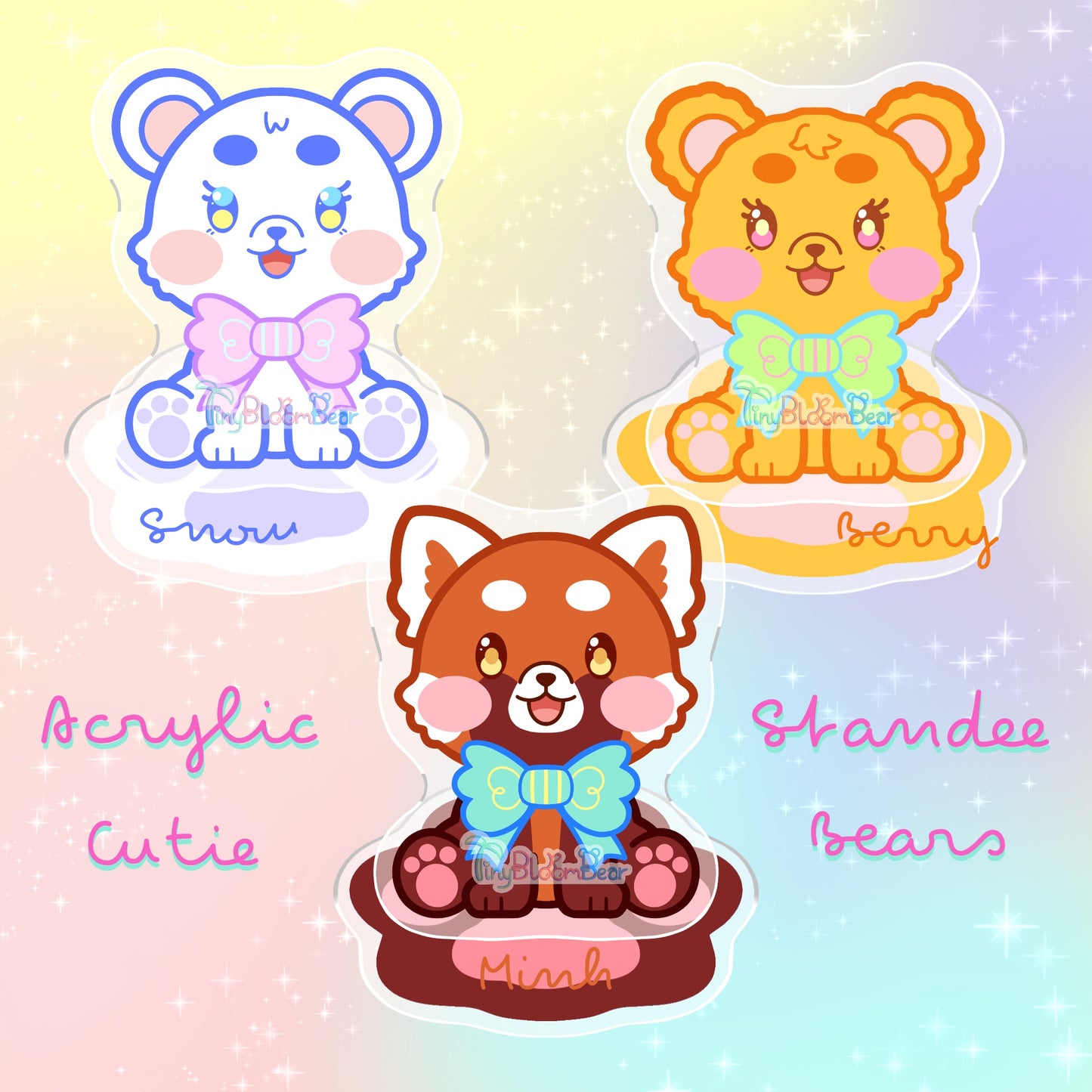 Cutie Bear Bow Acrylic Standee Note Holder